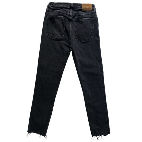 Denim Forum Jeans The Yoko High Rise Slim Button Fly Raw Hem Black Size 27 - Picture 6 of 6